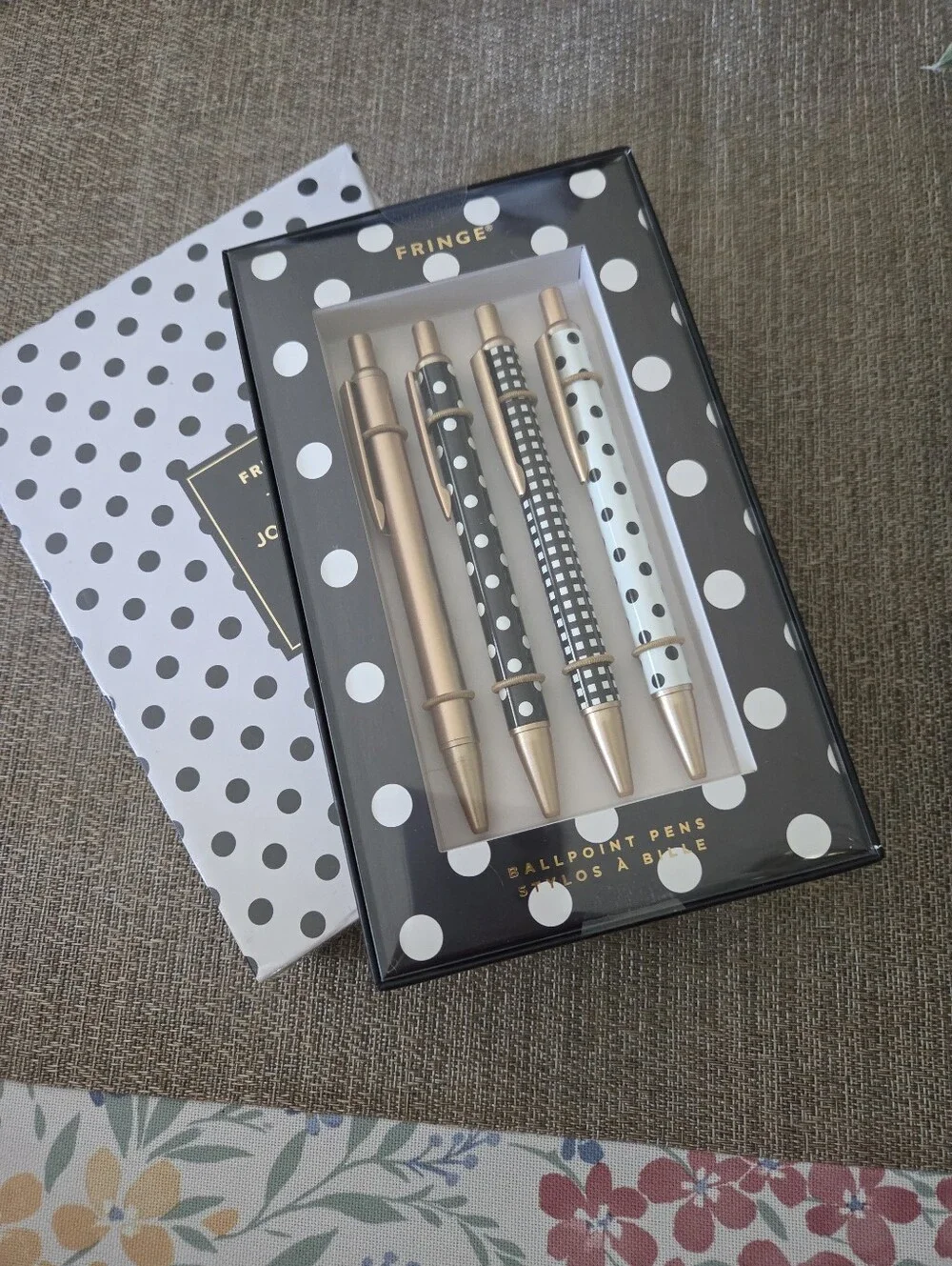 Fringe Studio Black & Rose Gold Polka Dot Ballpoint Pen Set & Journals